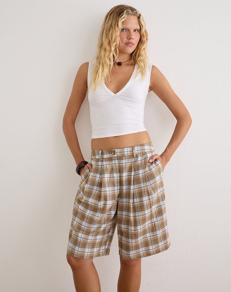 ASHARA-SHORT-CHECK-BROWN-23198