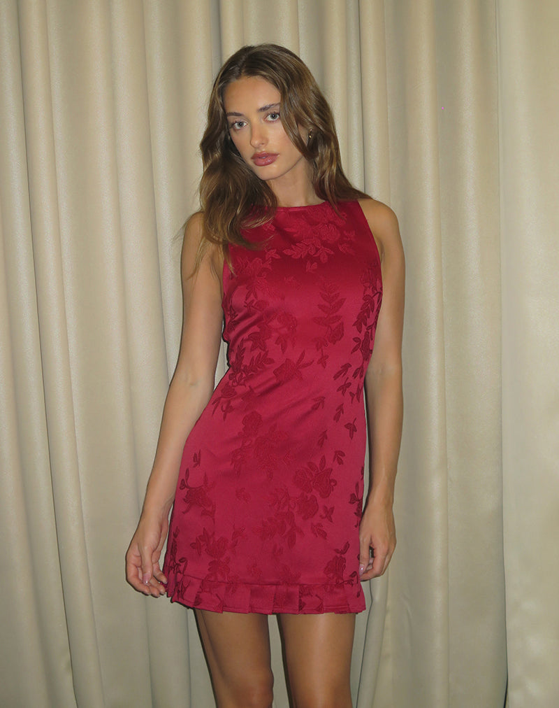 BENIAN-MINI-DRESS-SATIN-JACQUARD-RED_1274