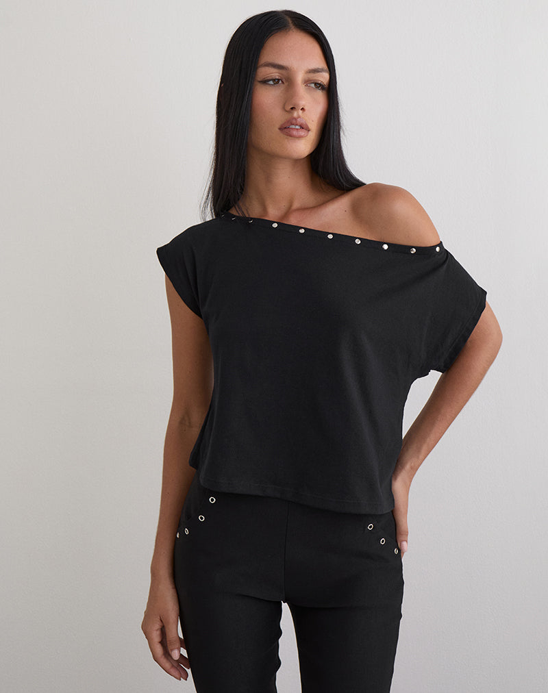 BIZZY-TOP-W-STUDDED-JERSEY-BLACK-15540