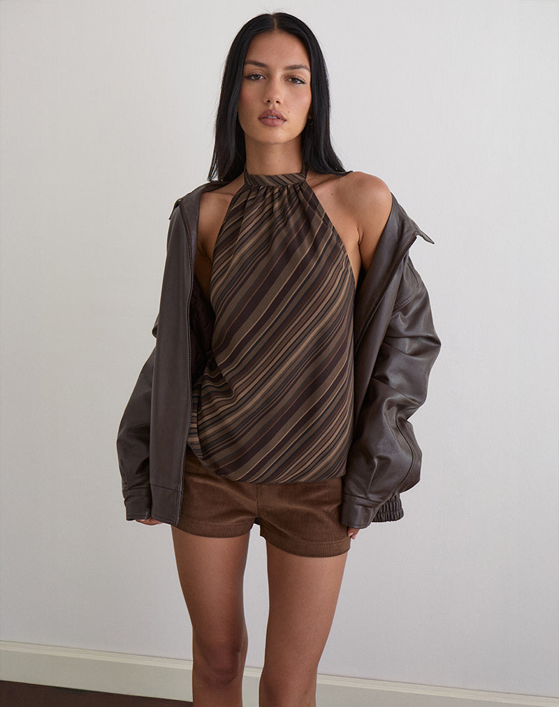 BRIELLE-TOP-CHIFFON-MIX-BROWN-STRIPE-BLAZIRA-SHORT-WHALE-CORD-BROWN-14578