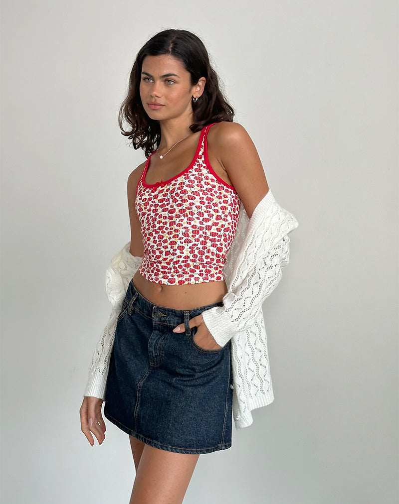 CARILI-VEST-TOP-STRAWBERRY-PRINT-MINI-A-LINE-SKIRT-DENIM-INDIGO-RICANI-CARDI-IVORY6890-2