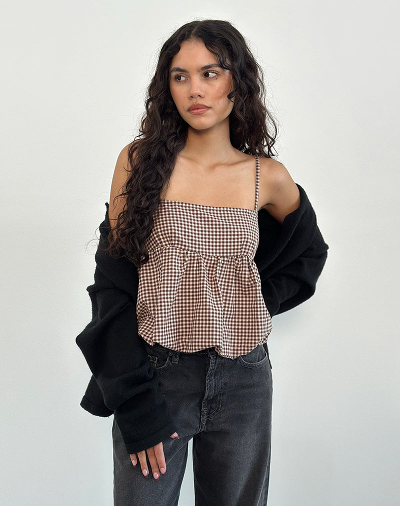 CHARLITA-FRILL-CAMI-TOP-MINI-GNGHM-BRWN_7039-copy_af8d5bc1-6ac2-4198-8405-f32b57f13790