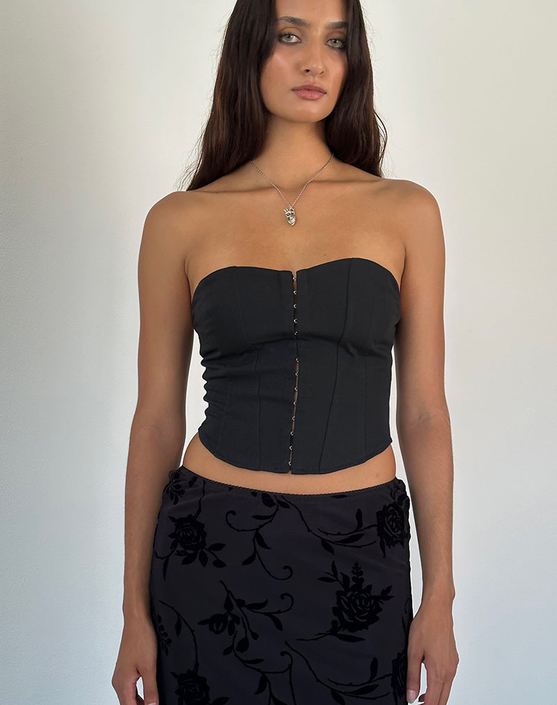 ELITA-TOP-TAILORING-BLACK-_-RUJHA-SKIRT-ROSE-FLOCK-MESH-BLACK-_9