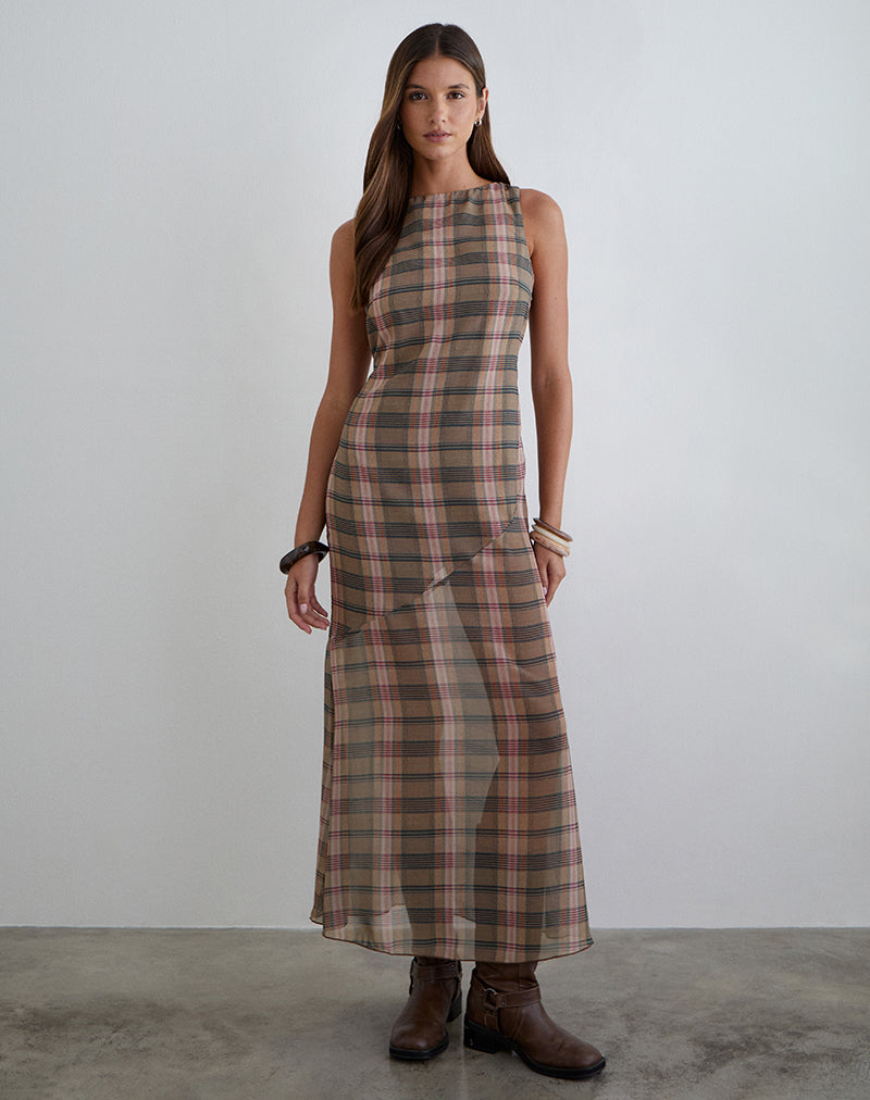 ELSKA-DRESS-BROWN-PINK-BLURRY-CHECK-20303