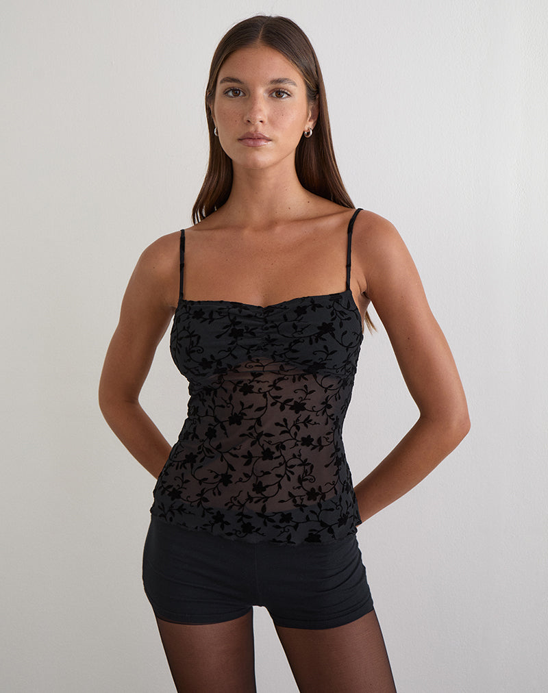 FIERZA-CAMI-TOP-PRETTY-PETAL-FLCK-BLACK-23062