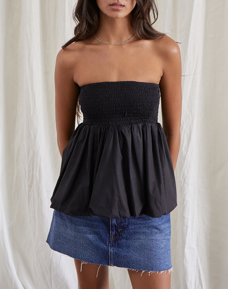 GAUX-PUFFBALL-SHIRRED-TOP-BLACK-2