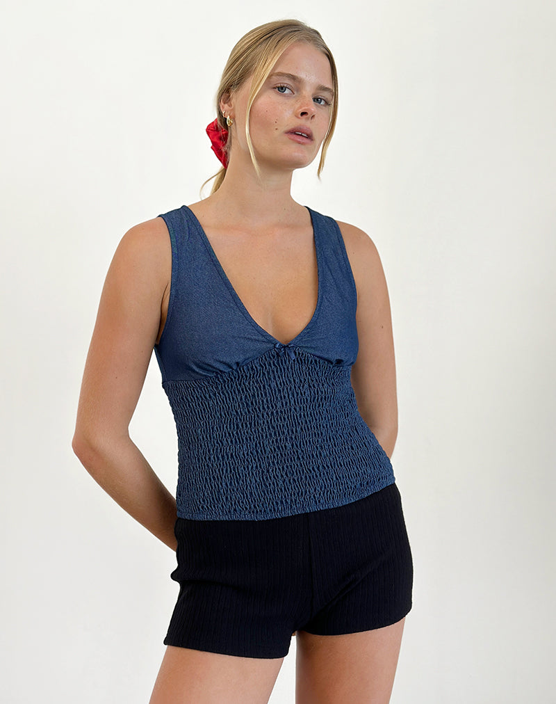 HEVALIS-SHIRRED-TOP-DENIM-CHAMBRAY-INDIGO_8802