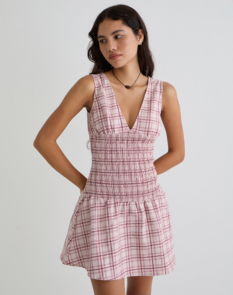 HEVORIA-MINI-DRESS-BSC-TARTAN-PNK-12074