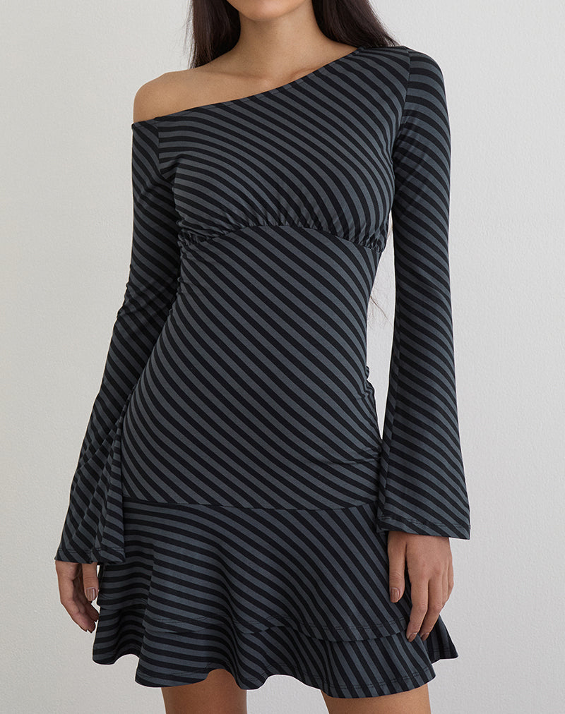 HONGSAI-DRESS-OCEAN-STORM-OBLIQUE-STRIPE-11154