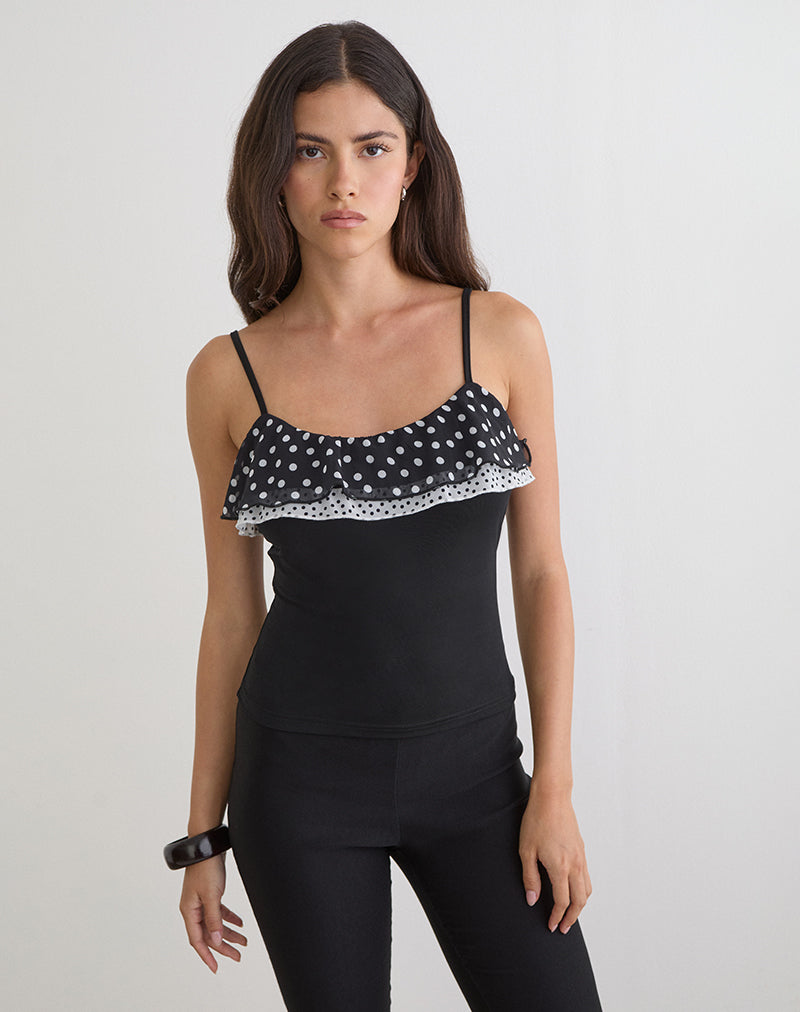 IRIDIA-TOP-RUFFLE-CPRO-TINY-PLKA-BLK-7123