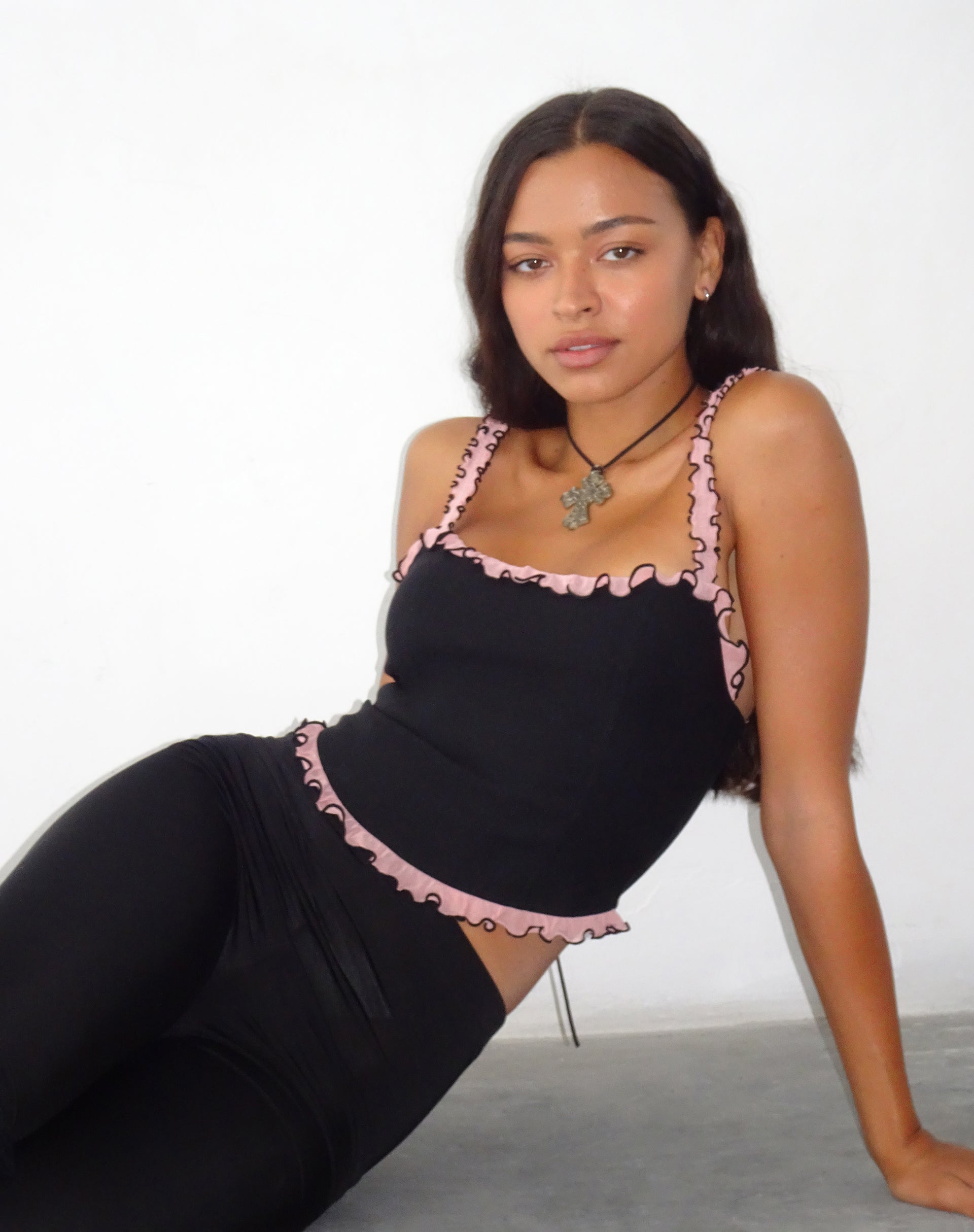 Idalia-Corset-Top-in-Black-with-Pink-Mesh-Ruffle-_22