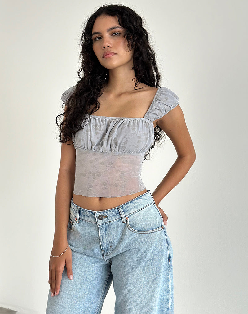 JAMET-TOP-FLOCKED-MESH-CHIC-PETALS-GREY-3