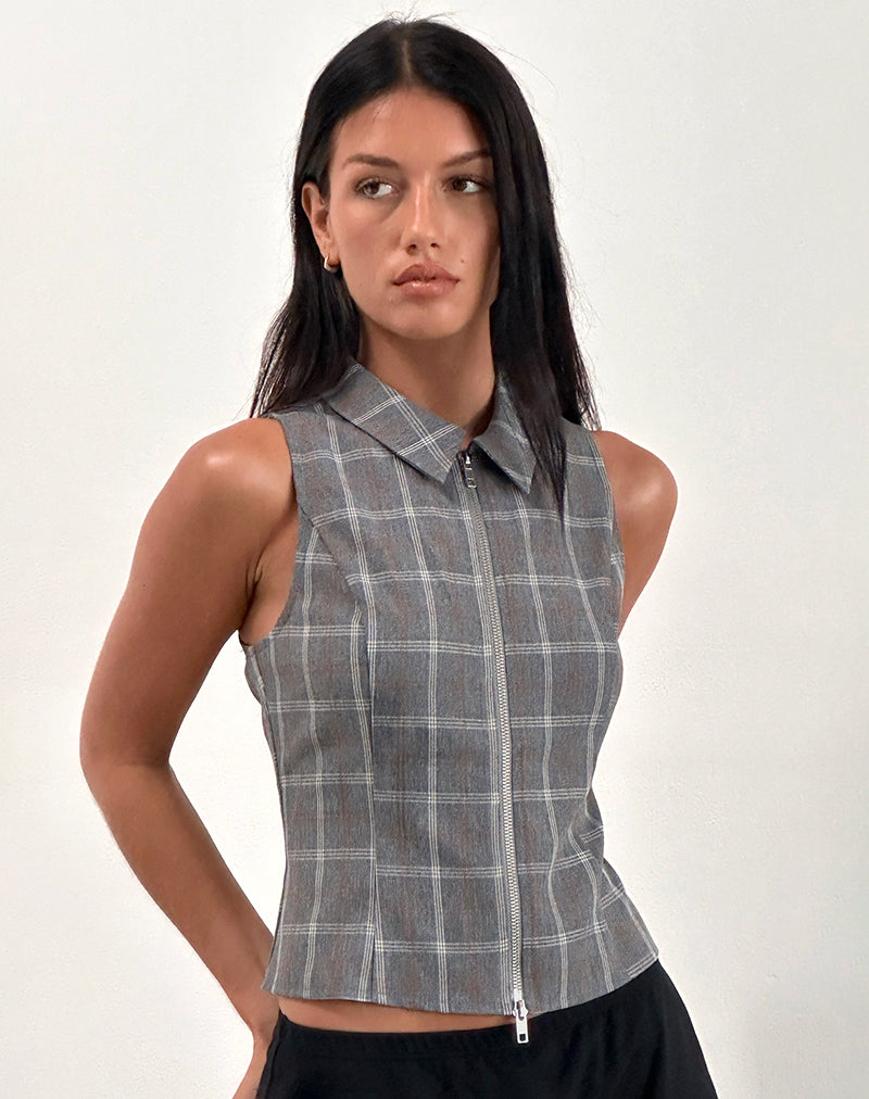 JANAE-ZIP-THRU-VEST-GREY-CHECK-NIDYA-ALINE-MINI-SKIRT-BLACK-2