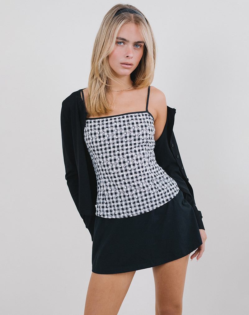 JEIHA-CAMI-TOP-FLORAL-GINGHAM-BLACK-2