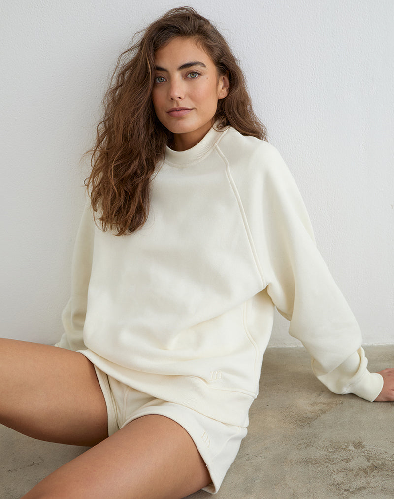 JORAI-SWEAT-LECENT-SHORT-WINTER-WHITE-TONAL-M-EMB-13179