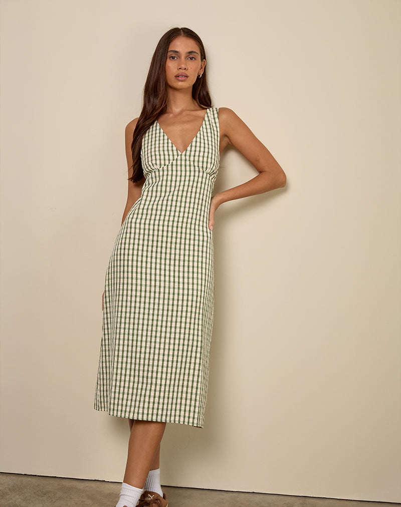 LAVISHA-DRESS-SEERSUCKER-GREEN-YELLOW-CHECK-13515
