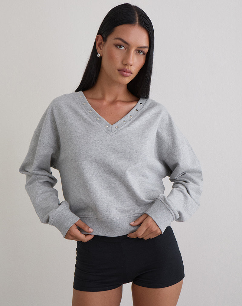 LAZULY-SLIM-SWEAT-STUDDED-GREY-MARL-13875