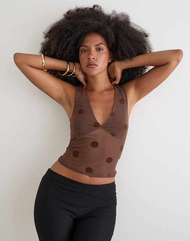 LIHAT-TOP-BIG-POLKA-BROWN-35105