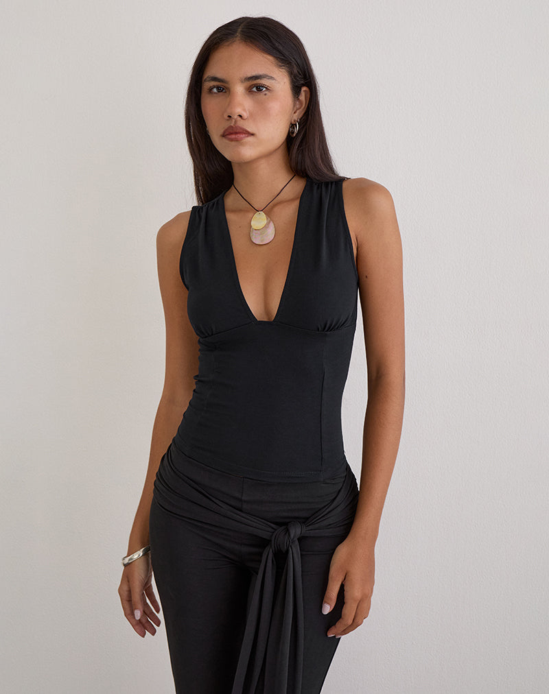 LYNOD-PLUNGE-TOP-RAYON-BLACK-516733