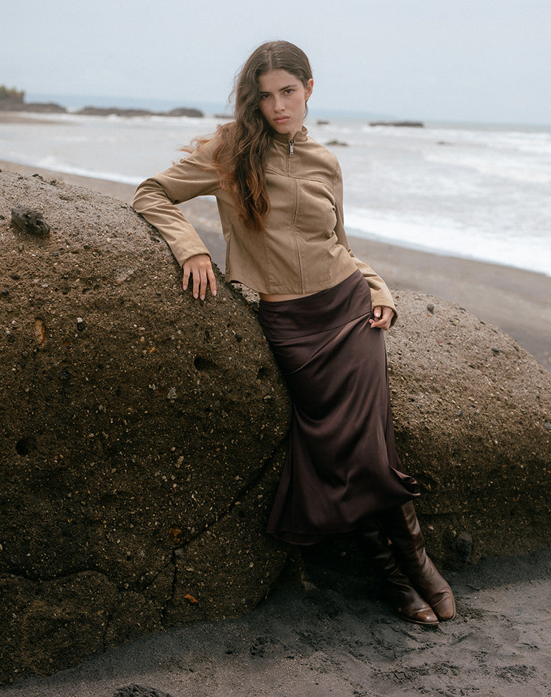 MANYALA-MIDI-SKIRT-SATIN-DARK-BROWN-MANDY-JACKET-FAUX-SUEDE-WALNUT-_1