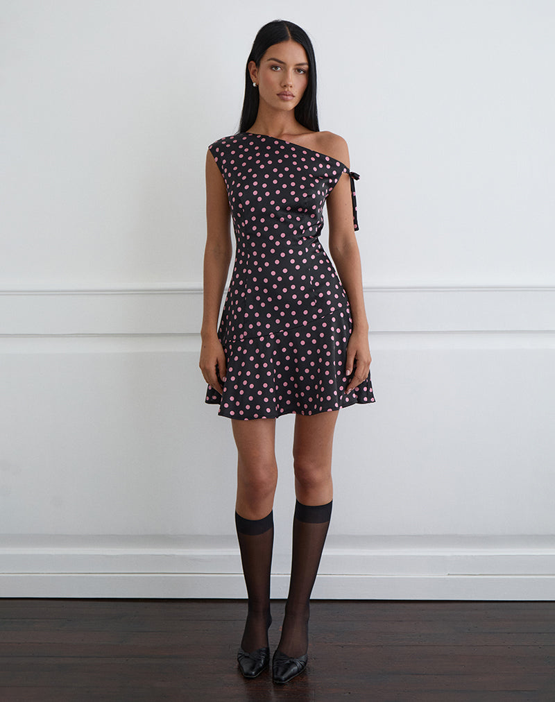 MARIBEL-DRESS-BLACK-PINK-SCATTERED-POLKA-10409