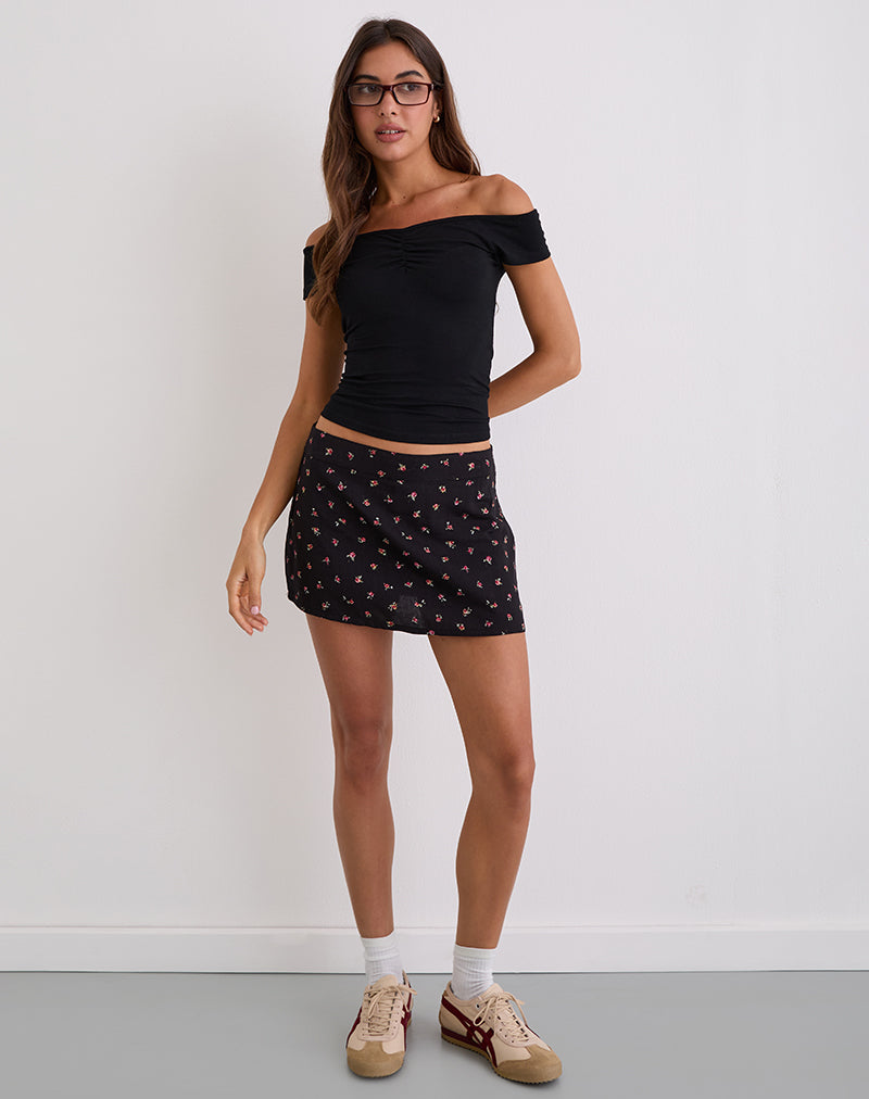MAYOMI-OFF-SHOULDER-RUCHED-TOP-BLACK-HARUTO-SKORT-DITSY-ROSE-GARDEN-BLACK-13212