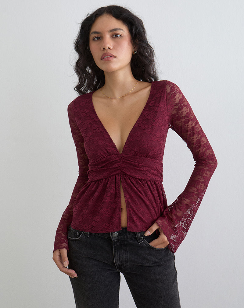 MILNA-BUTTERFLY-TOP-LACE-MAROON-18-6058