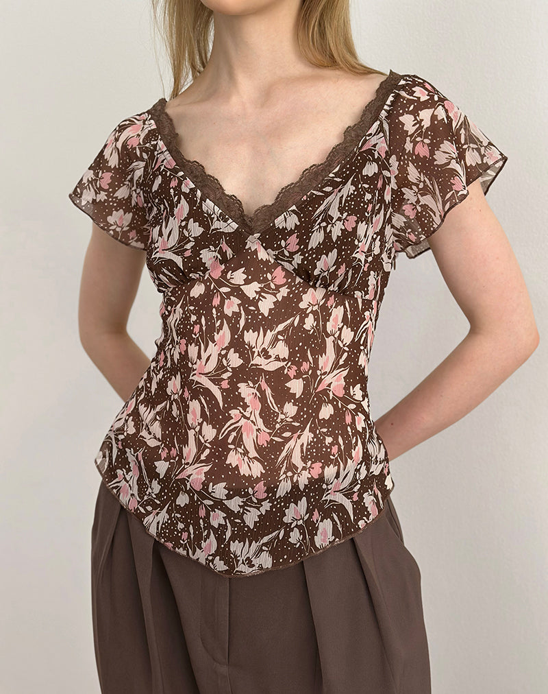 MISAKI-TOP-CHIFFON-POLKA-FLOWER-BROWN-8193-copy