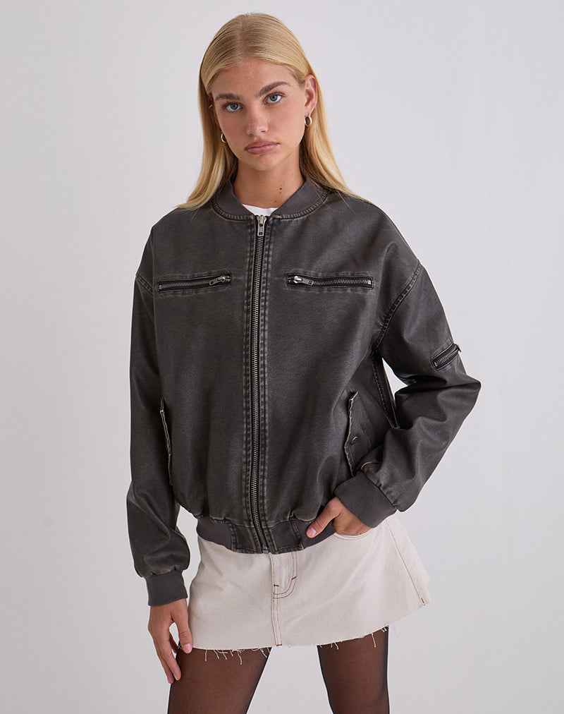 Marco-Distressed-Bomber-Jacket-in-PU-Black-4791