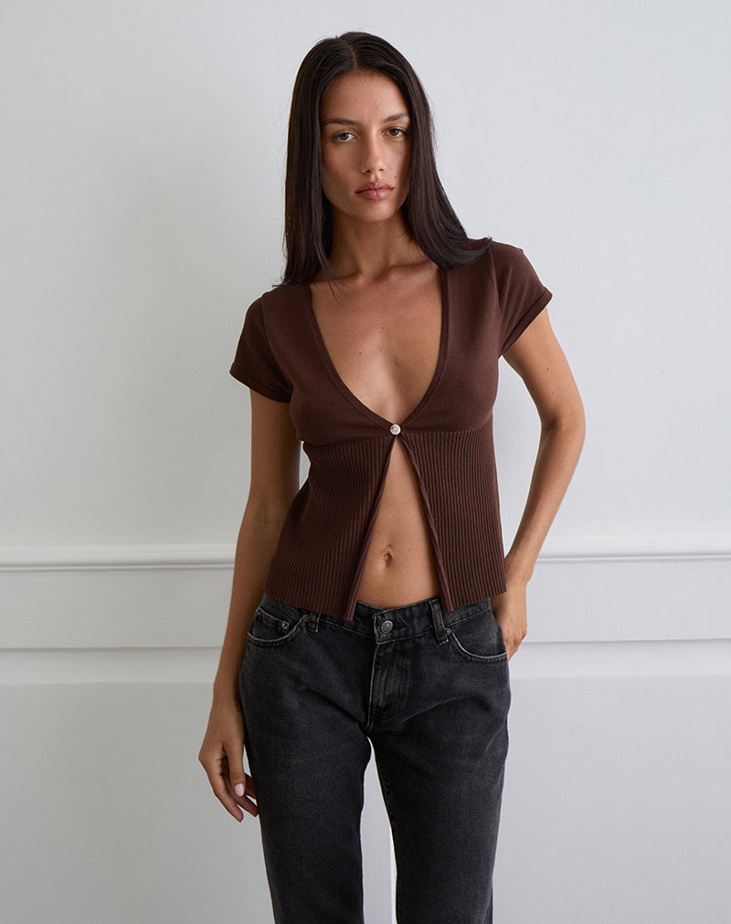 NALO-TOP-FLAT-KNIT-DARK-BROWN-6508