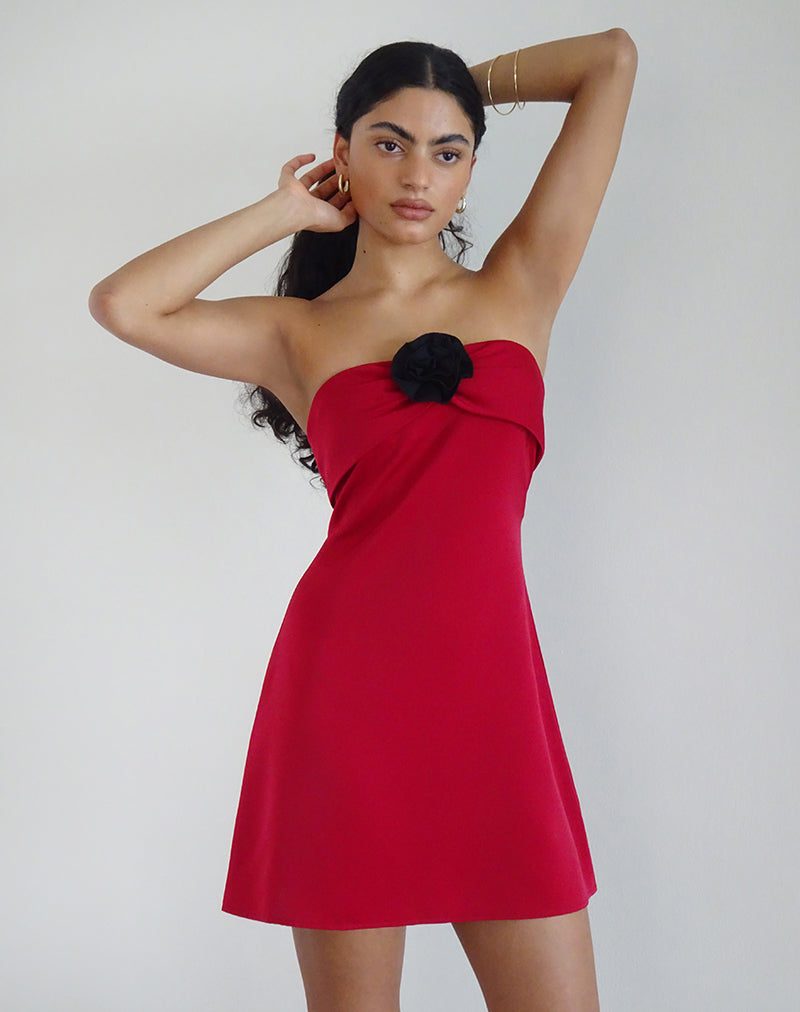 NINIVALA-DRESS-RED-WITH-BLACK-ROSETTE-7
