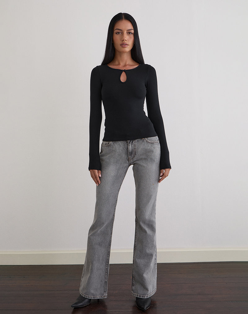 NIQUE-LS-KEYHOLE-TOP-THICK-RIB-BLACK-13427