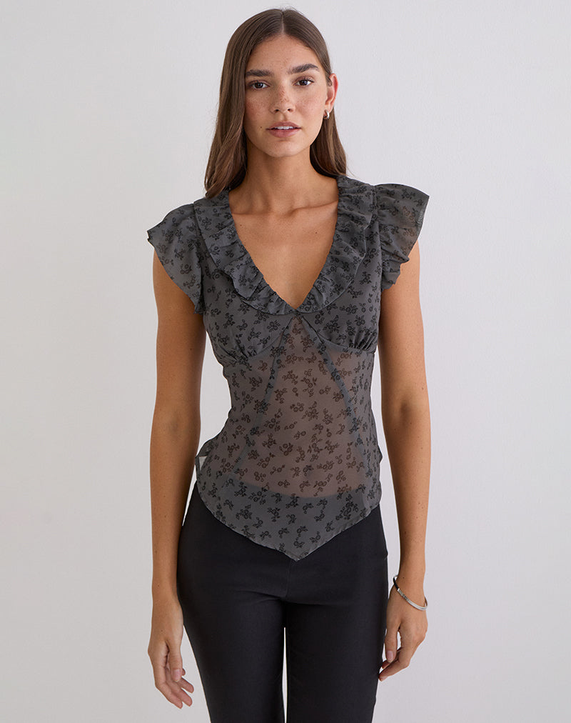 PAQUITA-TOP-CHFFN-MNMAL-FLWER-DARK-GREY-24304