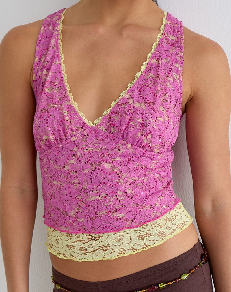 PERAI-TOP-LACE-SEQUIN-LIME-PINK-15582