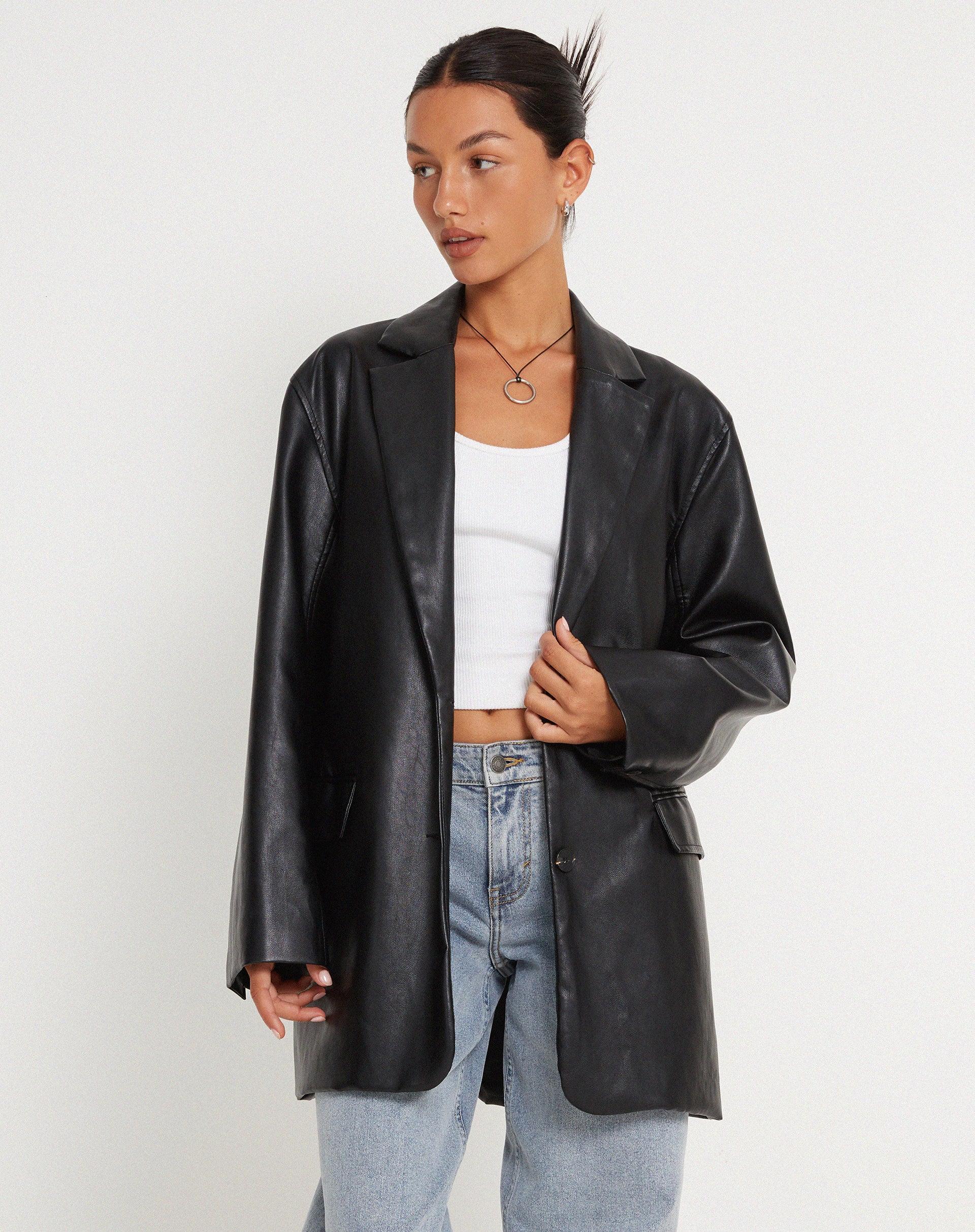 RESHOOT-SAKEN-BLAZER-PU-BLACK-141993
