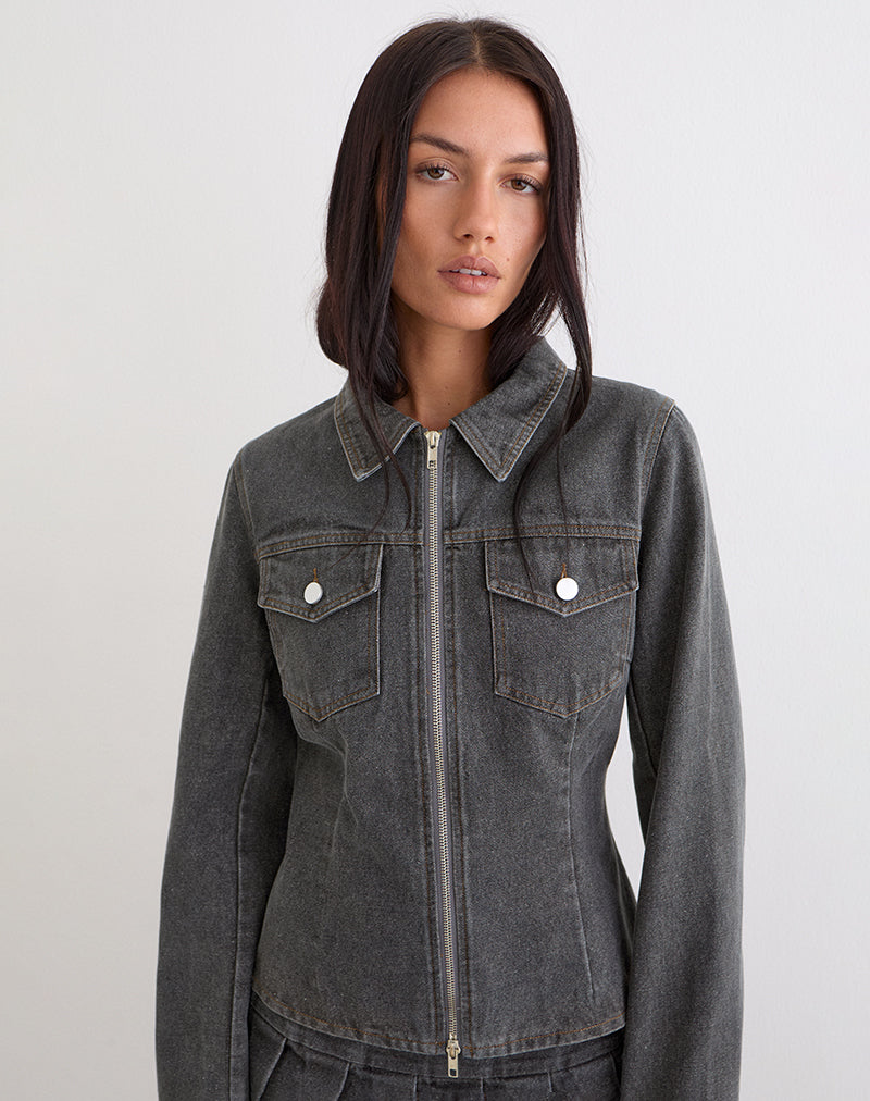 ROHANA-JACKET-CASNA-PLEATED-SKIRT-DENIM-GREY-WASH12446