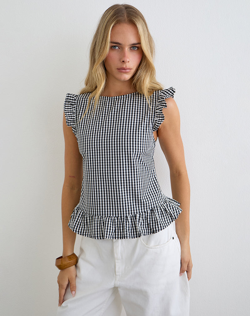 SALOME-PEPLUM-MN-TOP-MINI-GINGHAM-GREY-26438