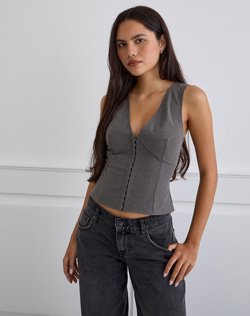 SALPA-PLUNGE-TOP-TAILORING-CHARCOAL-0870