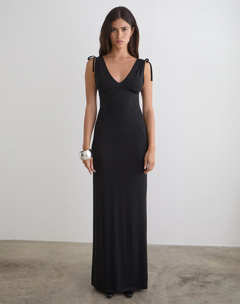 SANYU-PLUNGE-MAXI-DRESS-CUPRO-BLACK-7181