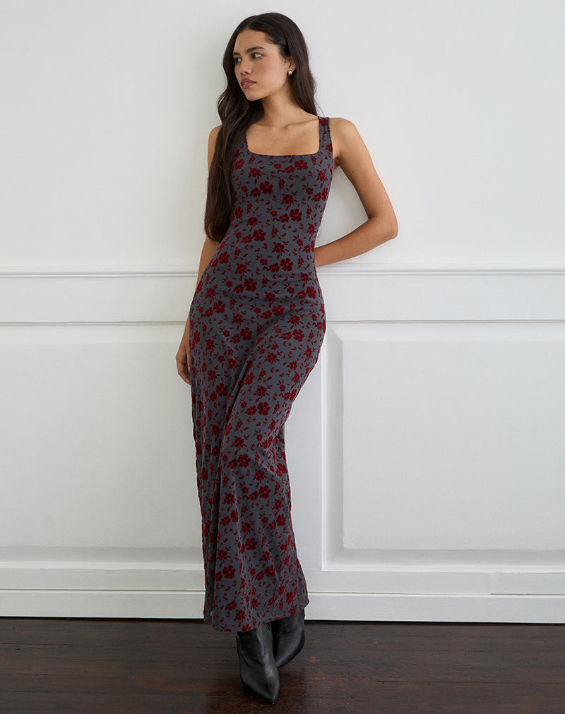 SAYIDAN-MAXI-DRESS-GARDEN-FLRL-BLUE-GRY-6133