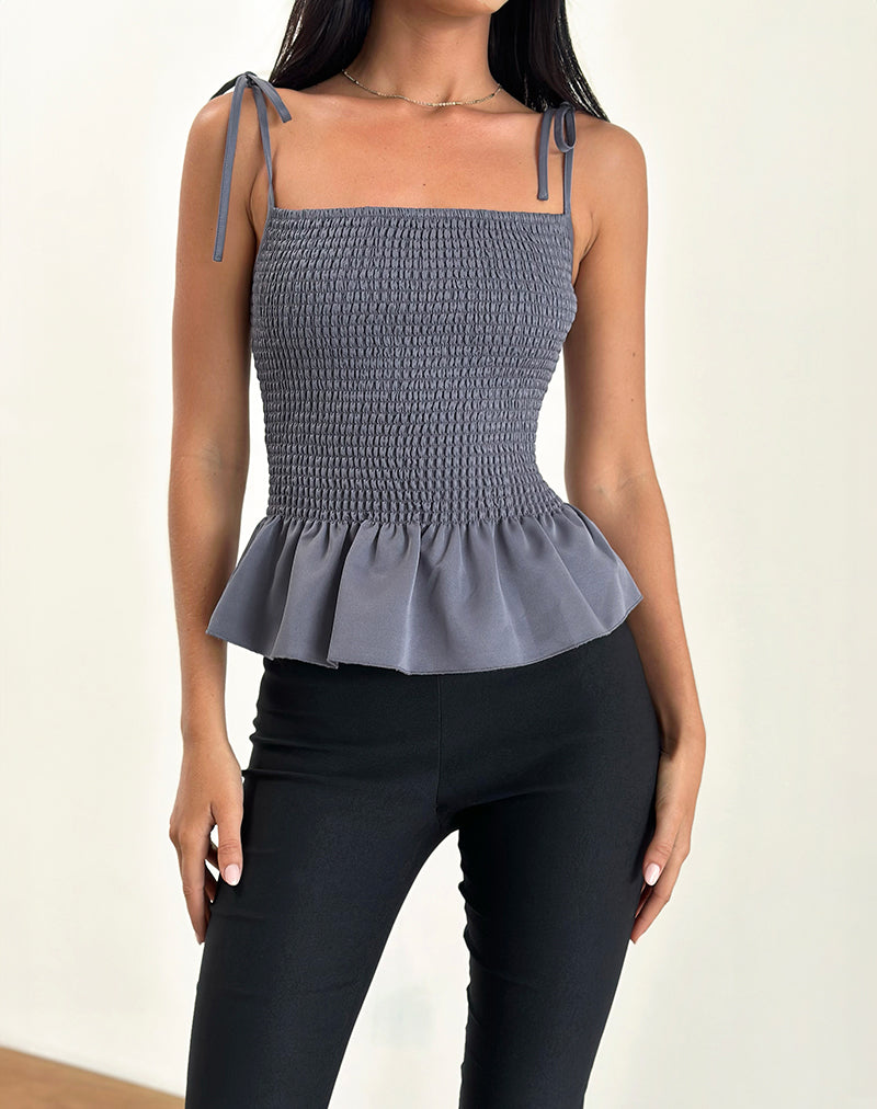 SEORA-TIE-SHOULDER-SHIRRED-TOP-GREY-4-copy