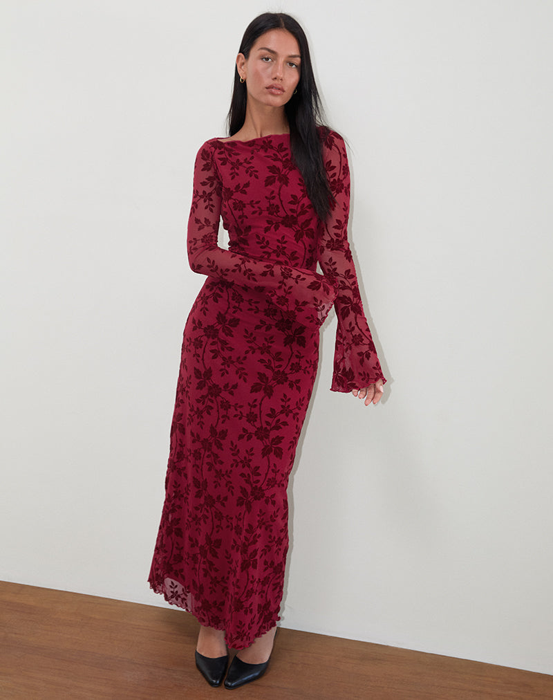 SLOKYA-DRESS-VINE-FLRAL-FLCK-CHERRY1662