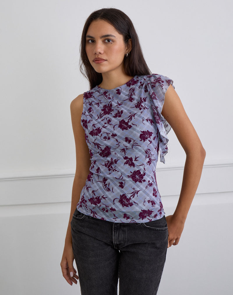 SOYAN-TOP-LOTUS-FLOCK-CHECK-LAVENDER-0505