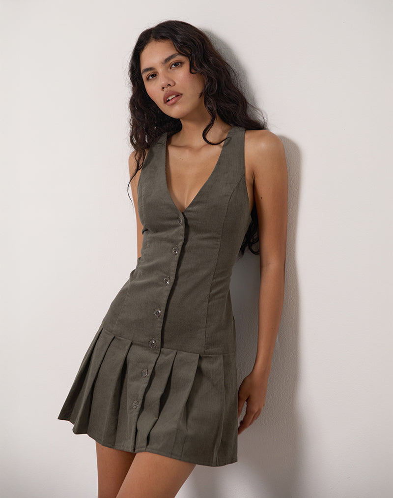STARRIN-BUTTON-MINI-DRESS-CORD-BROWN32089