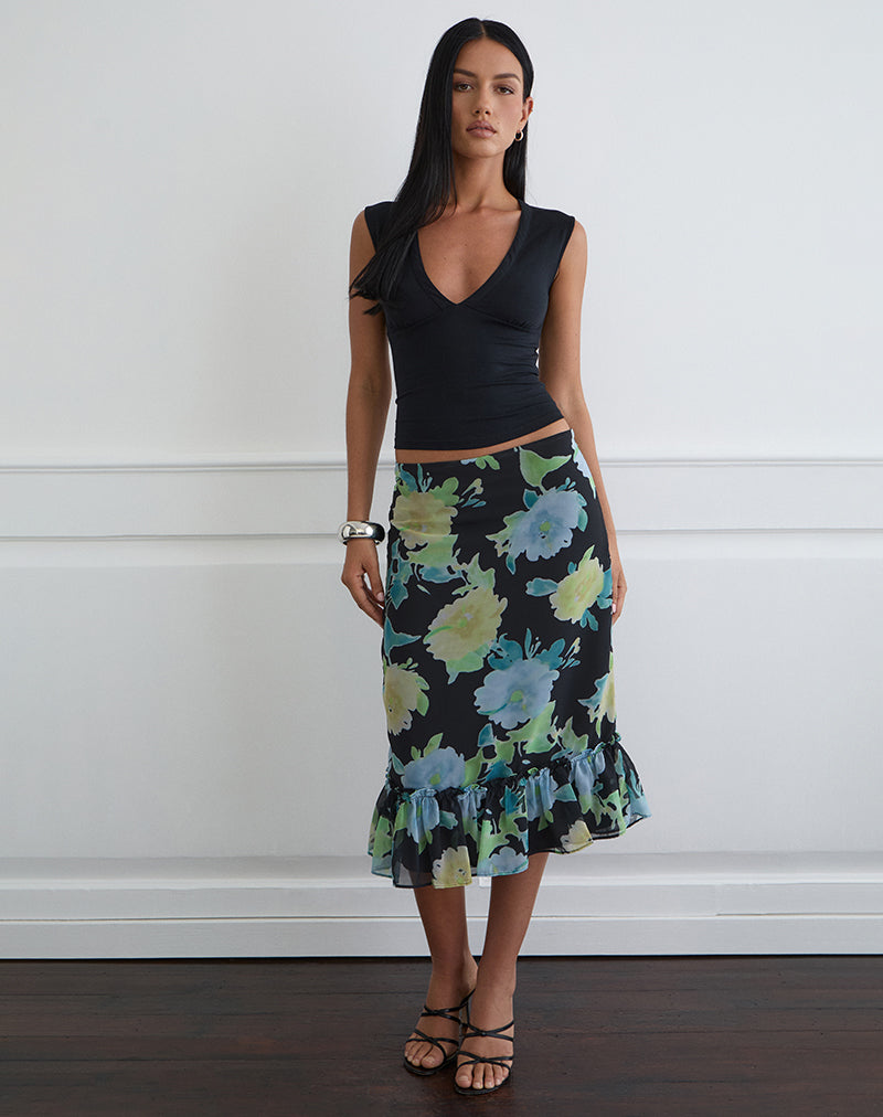 TARLA-SKIRT-BLACK-MULTI-CRYSTAL-FLOWER-10530