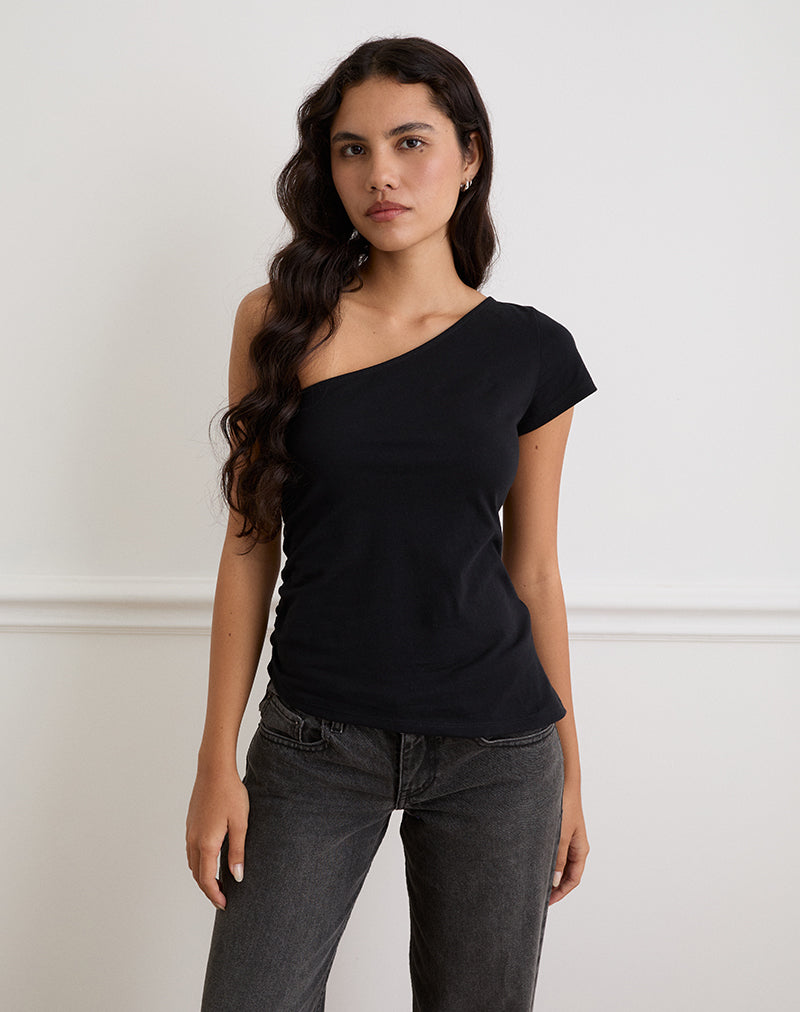 TOKIWA-ASYMMETRIC-SHOULDER-TEE-BLACK-12723