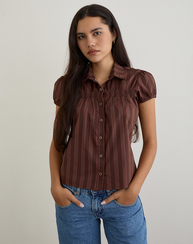 ULSAN-SHIRT-POPLIN-STRIPE-BROWN-55703