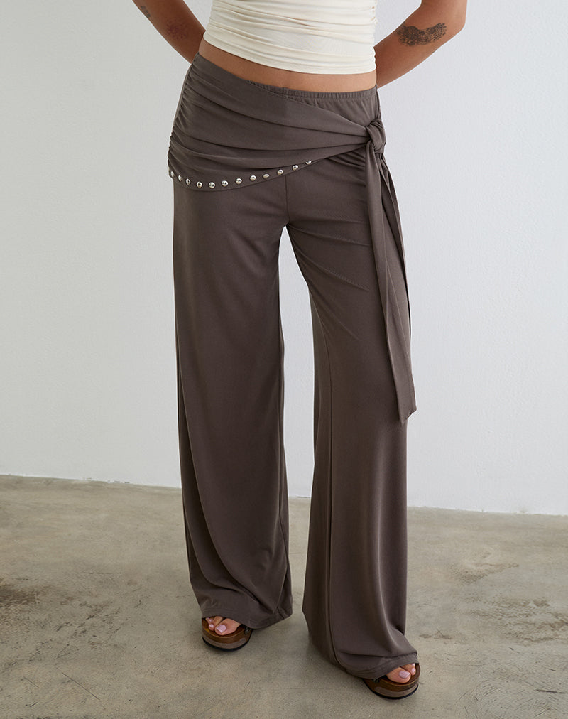 VERNIA-PLG-BATWING-TOP-CUPRO-CREAM-DOVINA-TROUSER-CUPRO-DARK-BROWN-18821