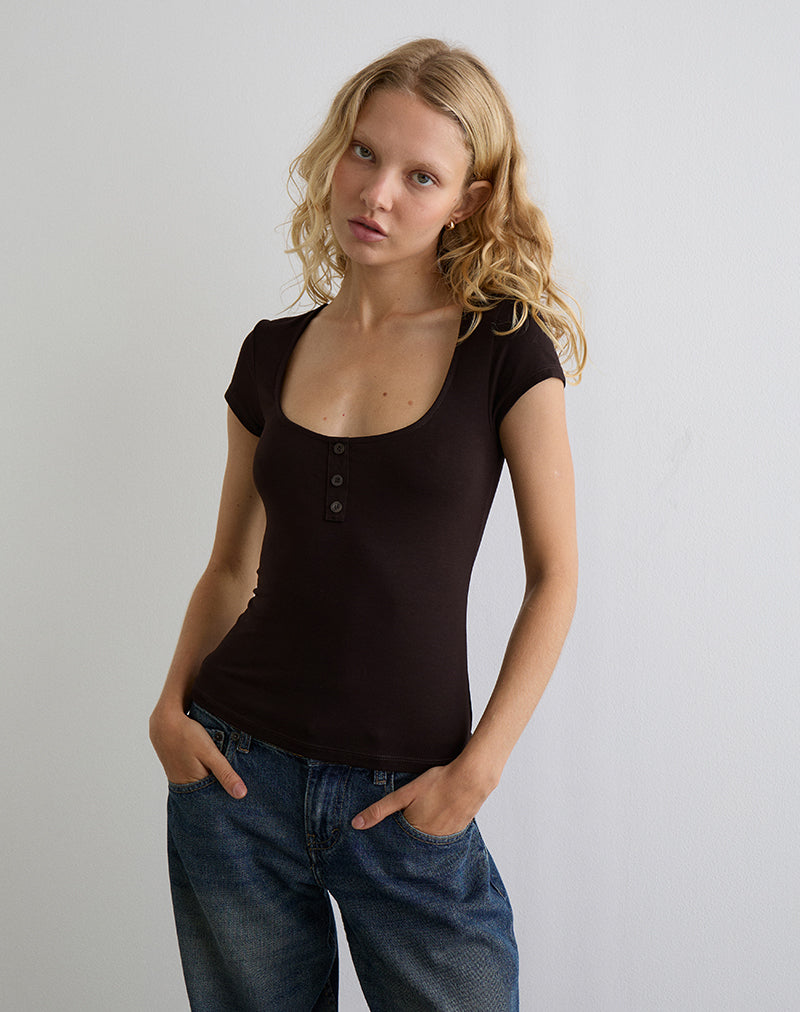 VIBIAN-SHORT-SLEEVE-TOP-CHOC-BROWN-1722