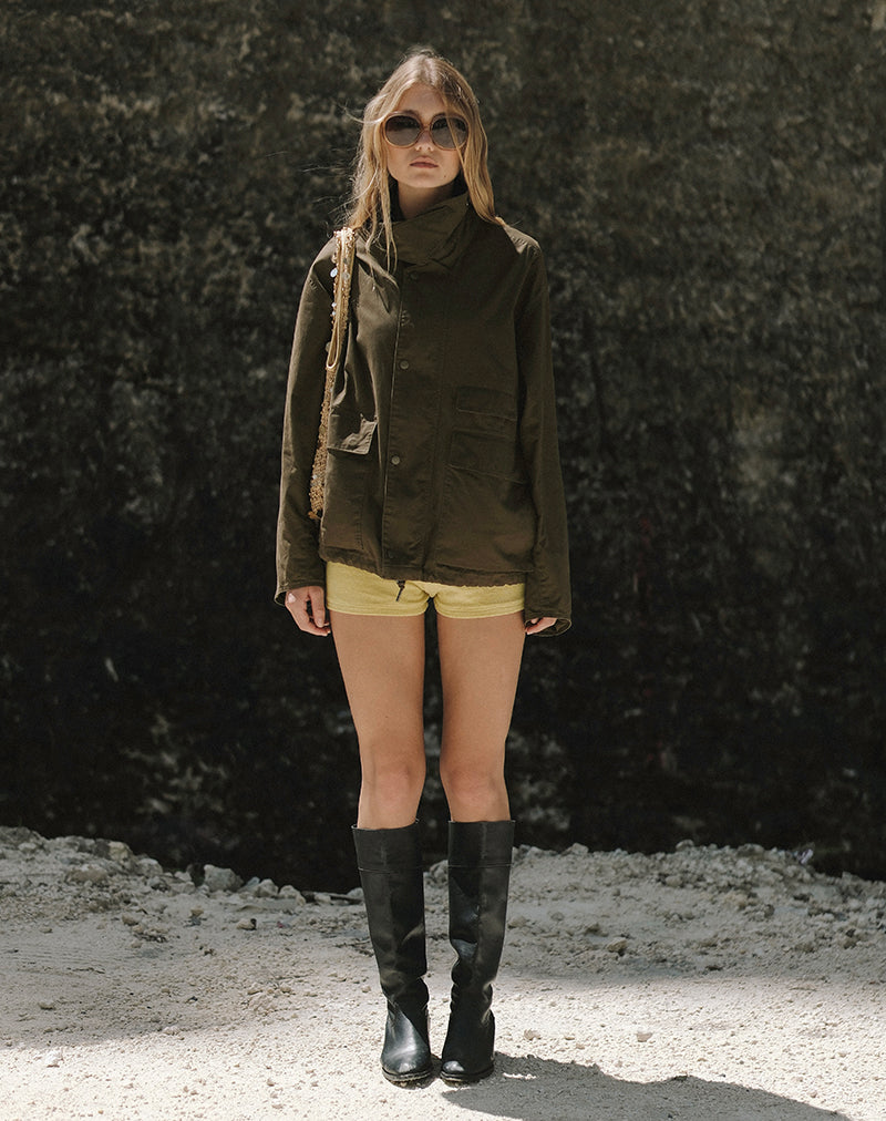 VIREON-HIGH-NECK-JACKET-KHAKI-GREEN-SERA-SHORT-SHIMMER-KNIT-YELLOW-_4
